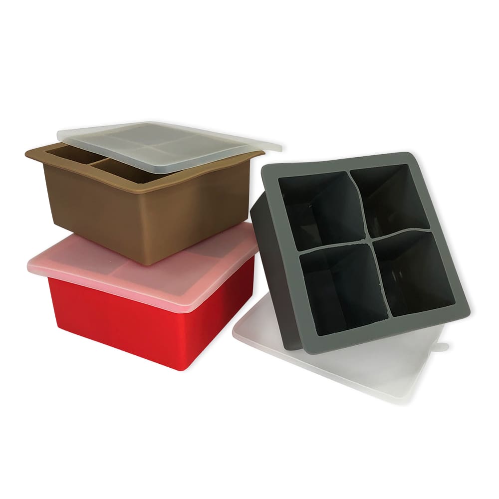 Forma de Silicone para Gelo ou Papinha com Tampa - 4 Cubos