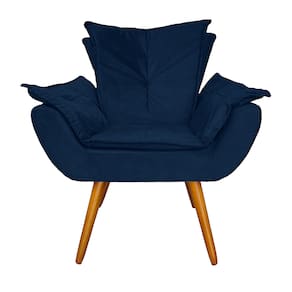Poltrona Decorativa Estofada Pés Palito Para Quarto Closet Apolo Suede Azul Marinho - LM DECOR
