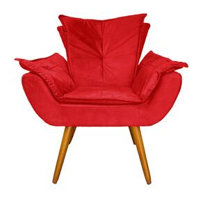 Poltrona Decorativa Estofada Para Sala de Estar Apolo Suede Vermelho - LM DECOR