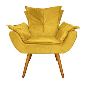 Poltrona Decorativa Estofada Para Sala de Estar Apolo Suede Amarelo - LM DECOR