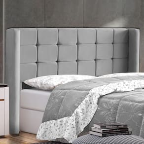 Cabeceira Cama Box Casal Queen Size Gioconda 160cm Com Frame Linho Cinza - Abmaza