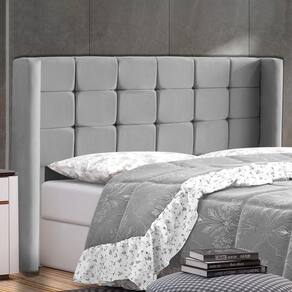 Cabeceira Cama Box Casal Gioconda 140cm Com Frame Linho Cinza - Abmaza