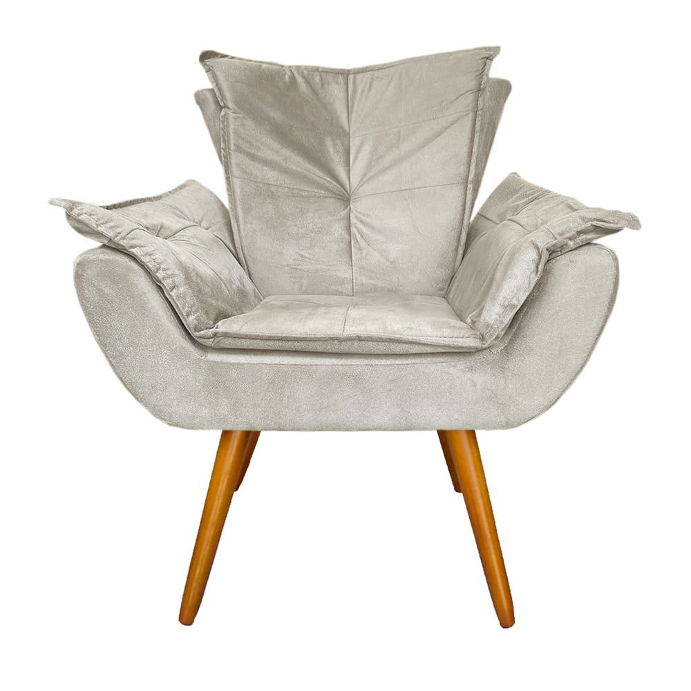 Poltrona Decorativa Estofada Para Recepção Consultório Apolo Suede Bege - LM DECOR