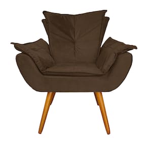 Poltrona Decorativa Estofada Para Sala de Estar Apolo Suede Marrom - LM DECOR
