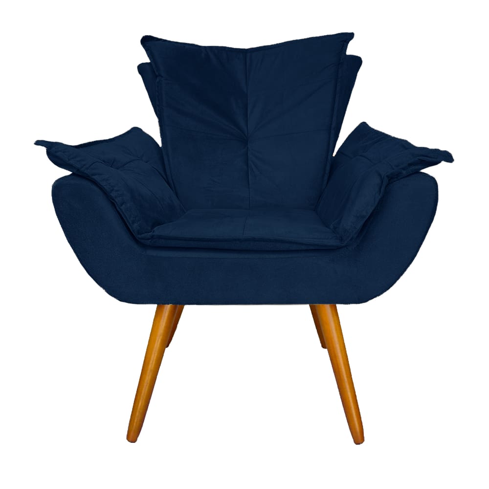 Poltrona Decorativa Estofada Para Sala de Estar Apolo Suede Azul Marinho - LM DECOR