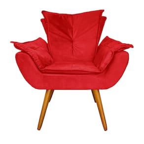 Poltrona Decorativa Estofada Para Salão de Beleza Apolo Suede Vermelho - LM DECOR