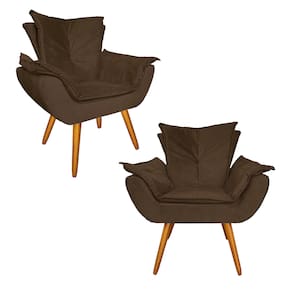 Combo 2 Poltronas Decorativas Estofadas Para Escritório Apolo Suede Marrom - LM DECOR