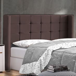 Cabeceira Cama Box Casal King Size Gioconda 195cm Com Frame Suede Marrom - Abmaza