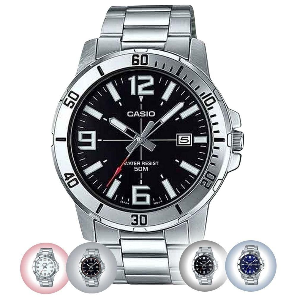 Relógio de Pulso Casio Collection Masculino Analógico Prova D Água 50M Aço Inóx Prata