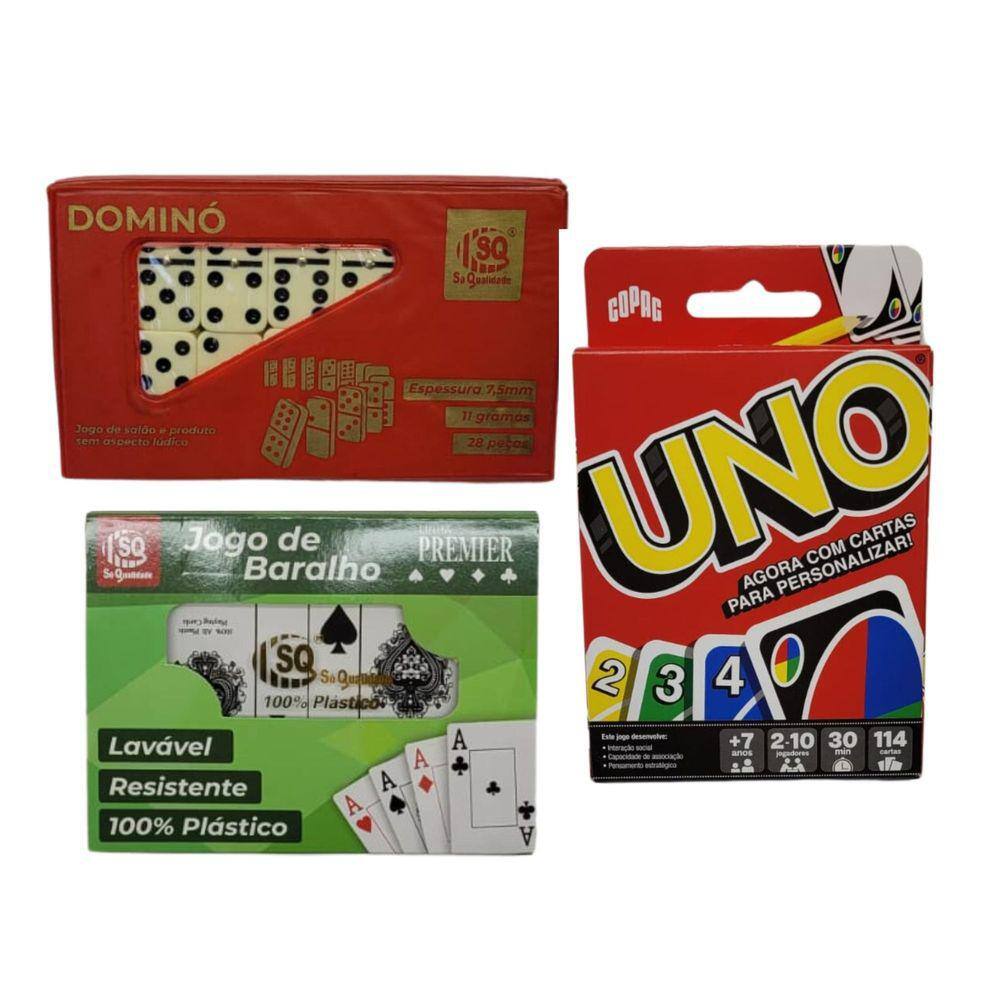 Jogos De Carta Uno + Baralho Duplo De Plástico Kit 2 Peças