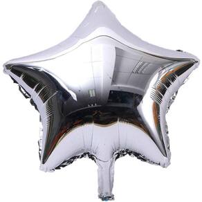 Balao Metalizado Estrela Prata 20Cm Com 3 Unidades
