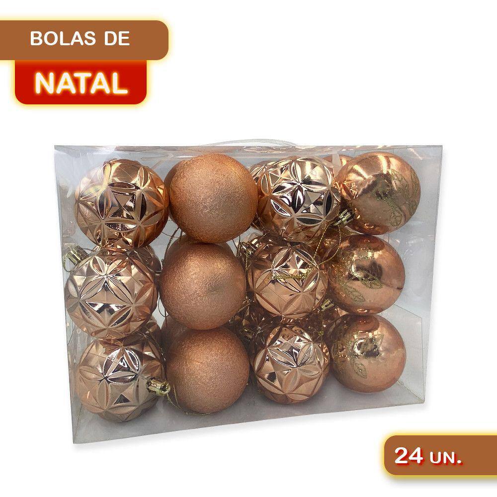 Kit Bolas Enfeite de Natal Decoração para Árvore - 24 unidades
