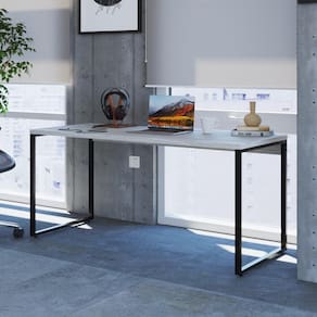 Mesa de Escritório Industrial Kuadra 150 cm - Preto/Snow