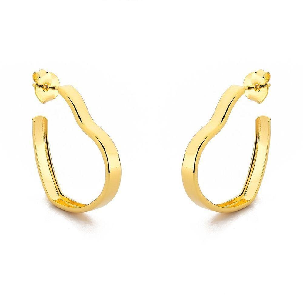 Brinco Argola Larga Coração Básica Banhado Ouro 18k 3cm