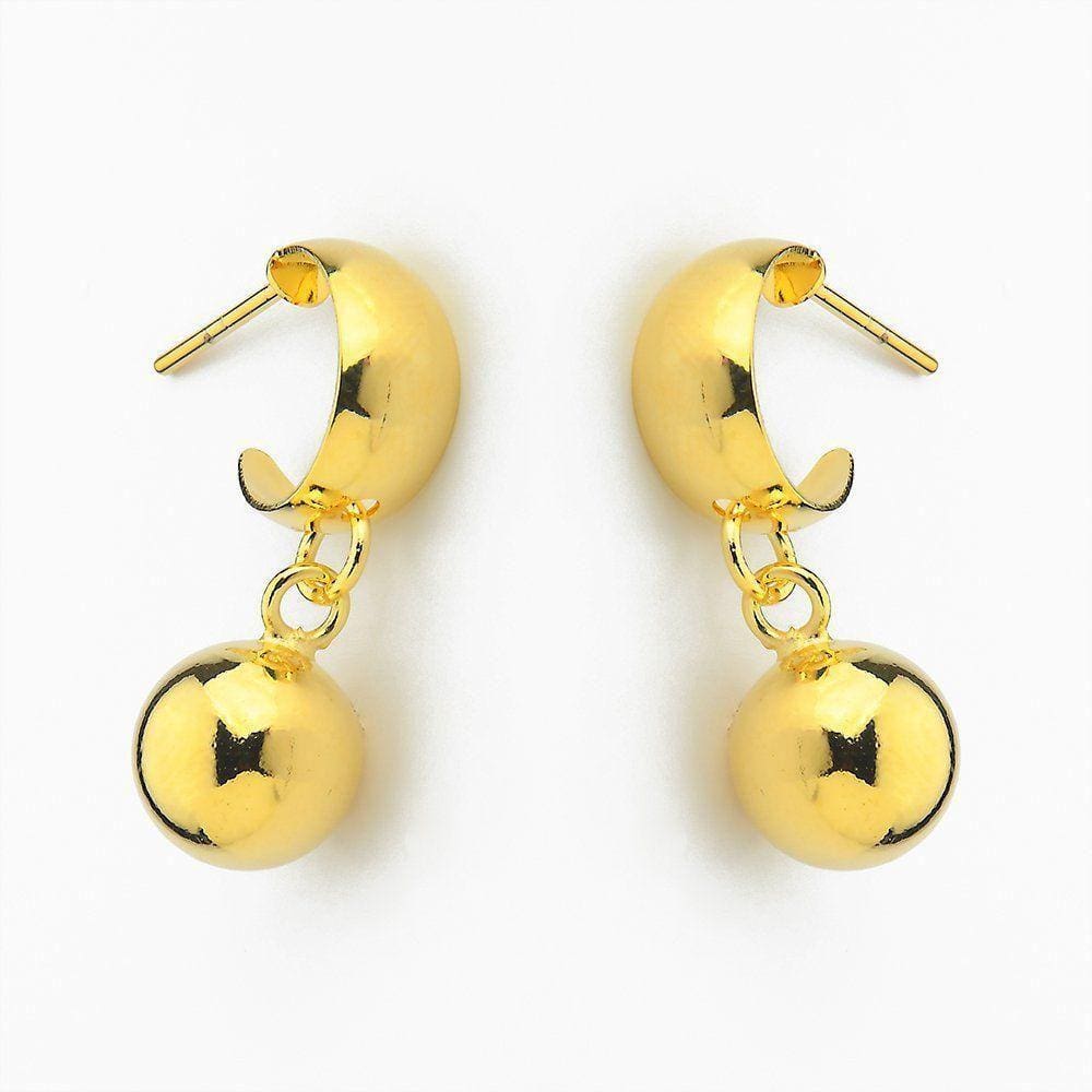 Brinco Argola Vazada Bola Banhado Ouro 18k