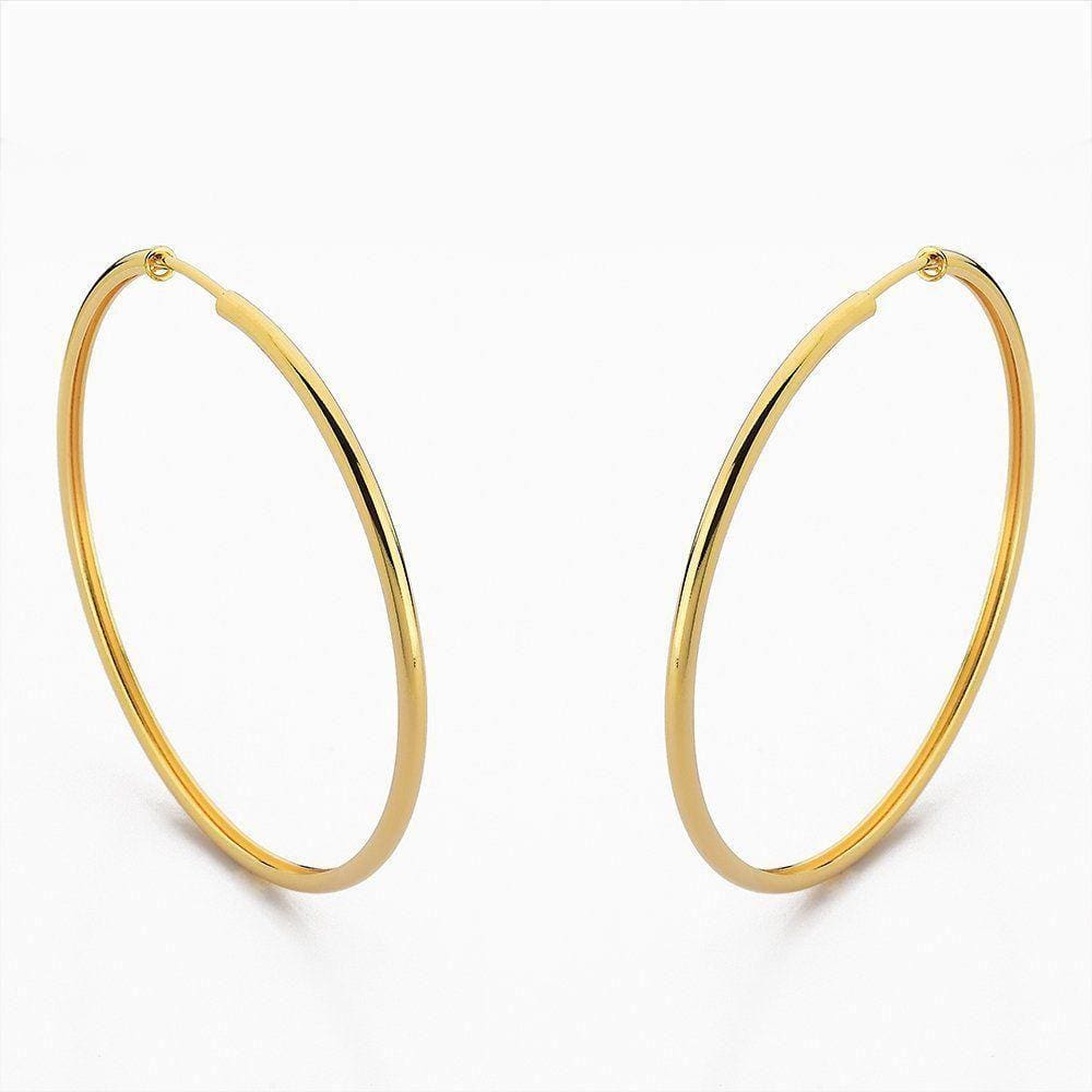 Brinco Argola Básica Tubo Banhado Ouro 18k 5cm