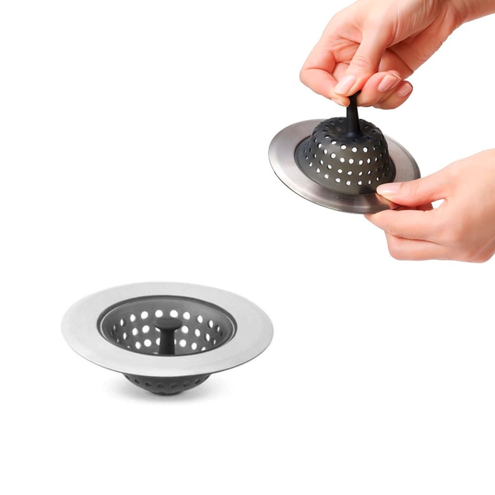 Ralo de Pia com Cesto Flexível em Aço Inox com Silicone