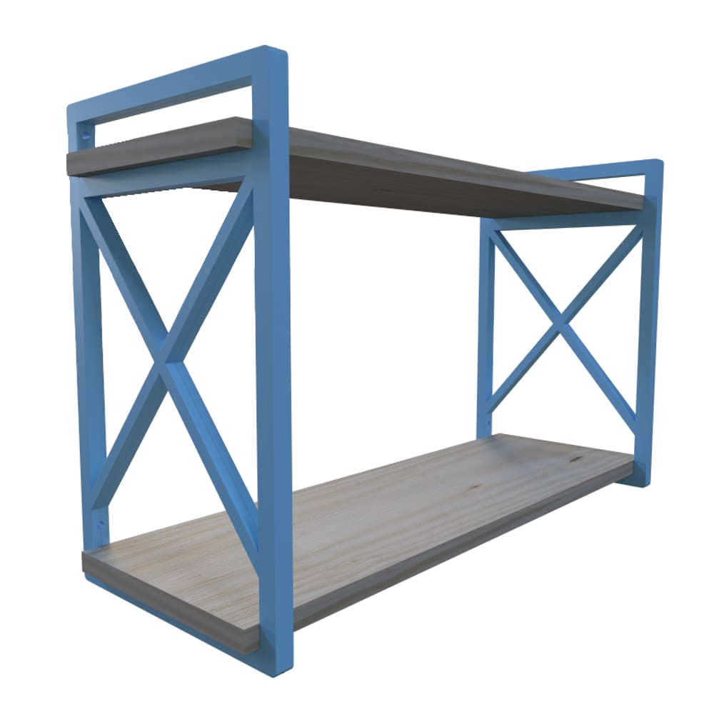 Prateleira Estilo Industrial modelo x com medidas de 20x60 centímetros acompanha madeiras