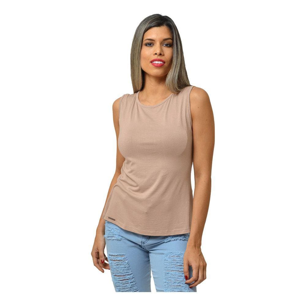 Camiseta Feminina Nude detalhe nas Costas GG