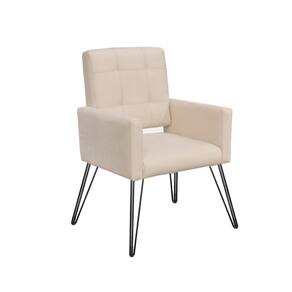 Poltrona Decorativa Para Sala de Espera Pés de Ferro Camila Corano Bege - LM DECOR