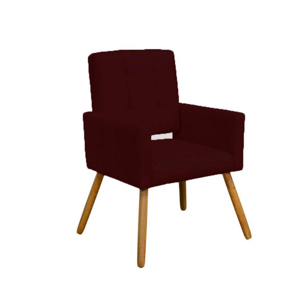Poltrona Cadeira Camila Clinica Escritório Recepção Consultório Suede Vermelho Bordô - LM DECOR