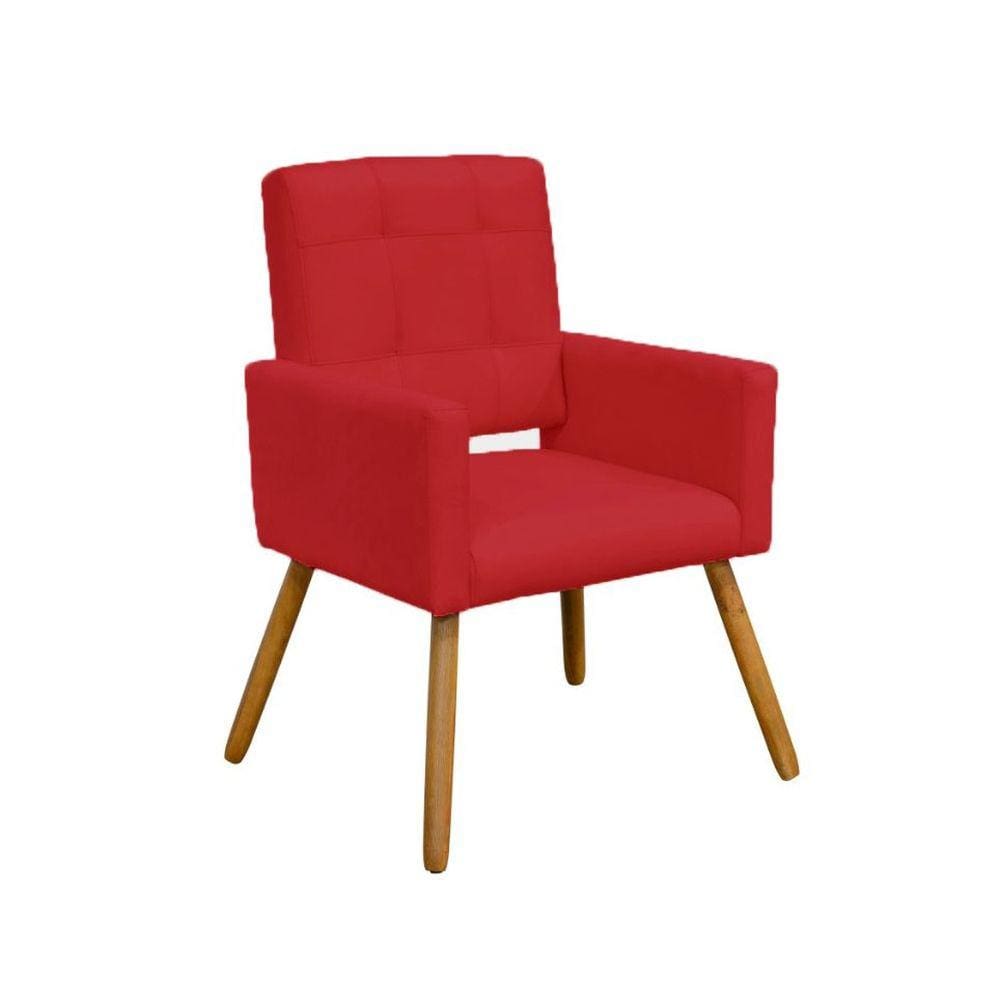 Poltrona Cadeira Camila Clinica Escritório Recepção Consultório Suede Vermelho - LM DECOR