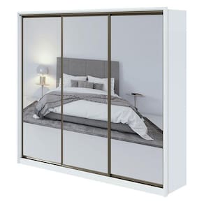 Guarda Roupa Casal Spazio com Espelho Super Glass 270 Branco Brilho - Lopas