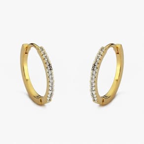 Brinco Argola Click Cravejada Banhada A Ouro 18k - Pequeno