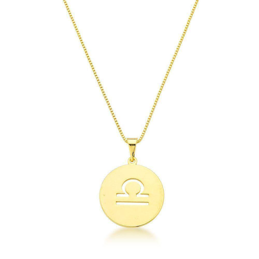 Colar De Signos Banhado A Ouro 18k - Libra