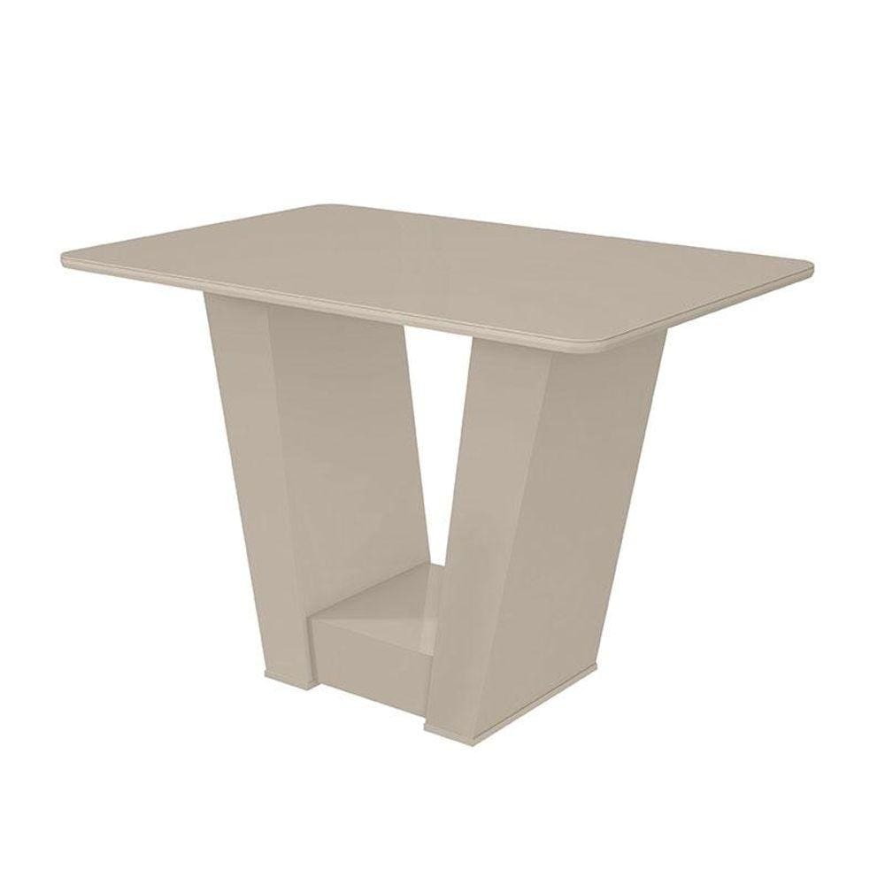 Mesa de Jantar Apogeu 120 cm Off White Tampo com Vidro - Lopas