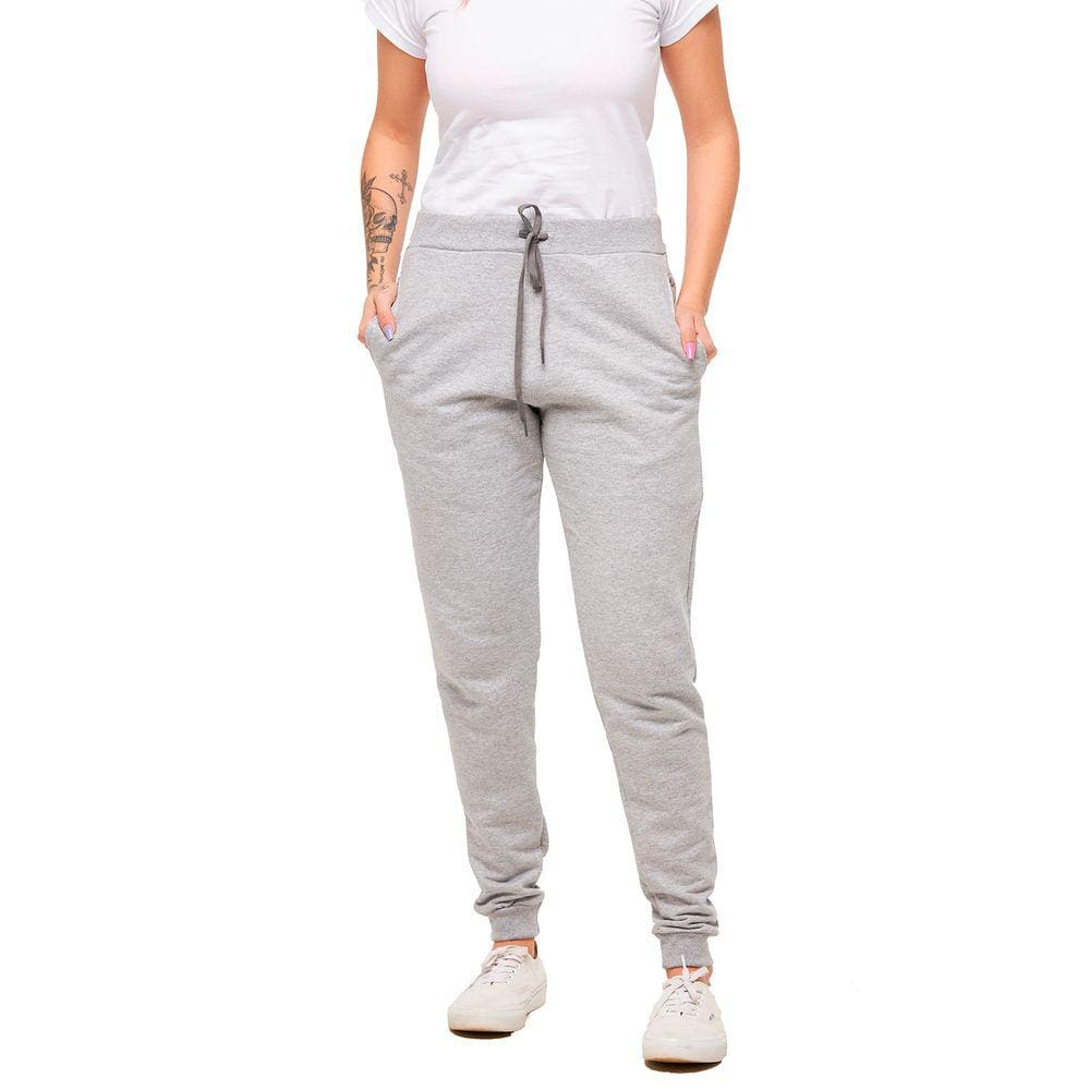Calça De Moletom Plus Size Feminina Jogger Slim Fit Básica Lisa - M9p