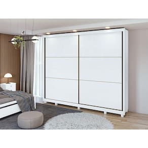 Guarda Roupa Casal Ambiente Toronto Plus Branco Brilho com Pés - Lopas