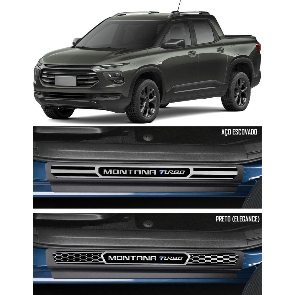 Jogo Soleira Premium Elegance Nova Montana Turbo 2023 Em Diante 4 Portas ( Vinil + Resinada 8 Peças )
