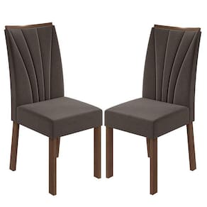 Cadeira para Mesa de Jantar Apogeu kit 02 Peças Veludo Liso Marrom Imbuia Clean - Lopas