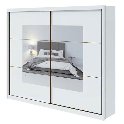 imagem-Guarda Roupa Casal Toronto Plus Branco Brilho com Espelho - Lopas