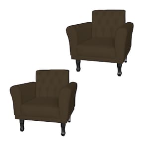 Jogo 2 Poltronas Decorativas Para Sala de Espera Classic Suede Marrom - LM DECOR
