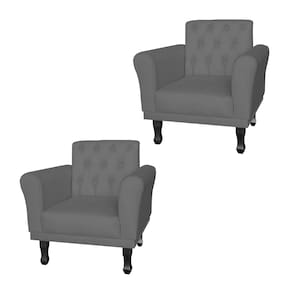 Combo 2 Poltronas Estofadas Para Hall de Entrada Classic Suede Cinza - LM DECOR