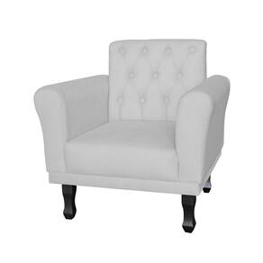 Poltrona Decorativa Pés Luis VX Para Recepção Classic Corano Branco - LM DECOR