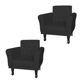 Jogo 2 Poltronas Decorativas Para Sala de Espera Classic Suede Preto - LM DECOR