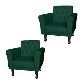 Combo 2 Poltronas Estofadas Para Hall de Entrada Classic Suede Verde - LM DECOR