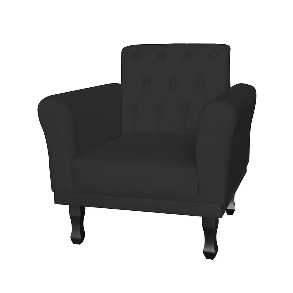 Poltrona Estofada Com Capitone Para Salão de Beleza Classic Suede Preto - LM DECOR