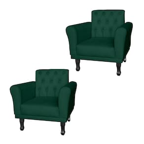Kit 2 Poltronas Decorativas Pés Luis VX Para Clínica Classic Suede Verde - LM DECOR