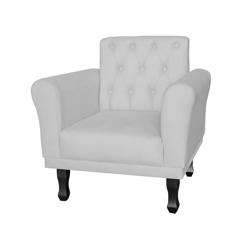 Poltrona Estofada Com Capitone Para Salão de Beleza Classic Corano Branco - LM DECOR