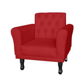 Poltrona Decorativa Estofada Para Sala de Estar Classic Suede Vermelho - LM DECOR