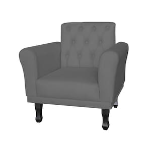 Poltrona Estofada Com Capitone Para Salão de Beleza Classic Suede Cinza - LM DECOR