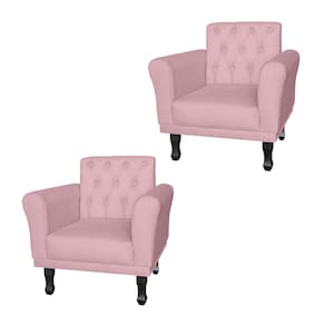 Conjunto 2 Poltronas Estofadas Para Consultório Classic Corano Rosa Bebe - LM DECOR