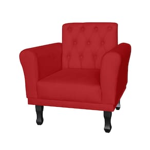 Poltrona Decorativa Pés Luis VX Para Recepção Classic Suede Vermelho - LM DECOR