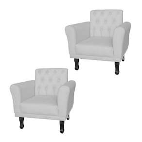 Combo 2 Poltronas Estofadas Para Hall de Entrada Classic Corano Branco - LM DECOR