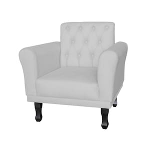 Poltrona Decorativa Pés Luis VX Para Recepção Classic Suede Branco - LM DECOR