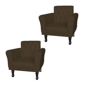 Conjunto 2 Poltronas Estofadas Para Consultório Classic Suede Marrom - LM DECOR